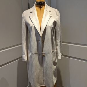 Zara Basic Cream Faux Suede Coat